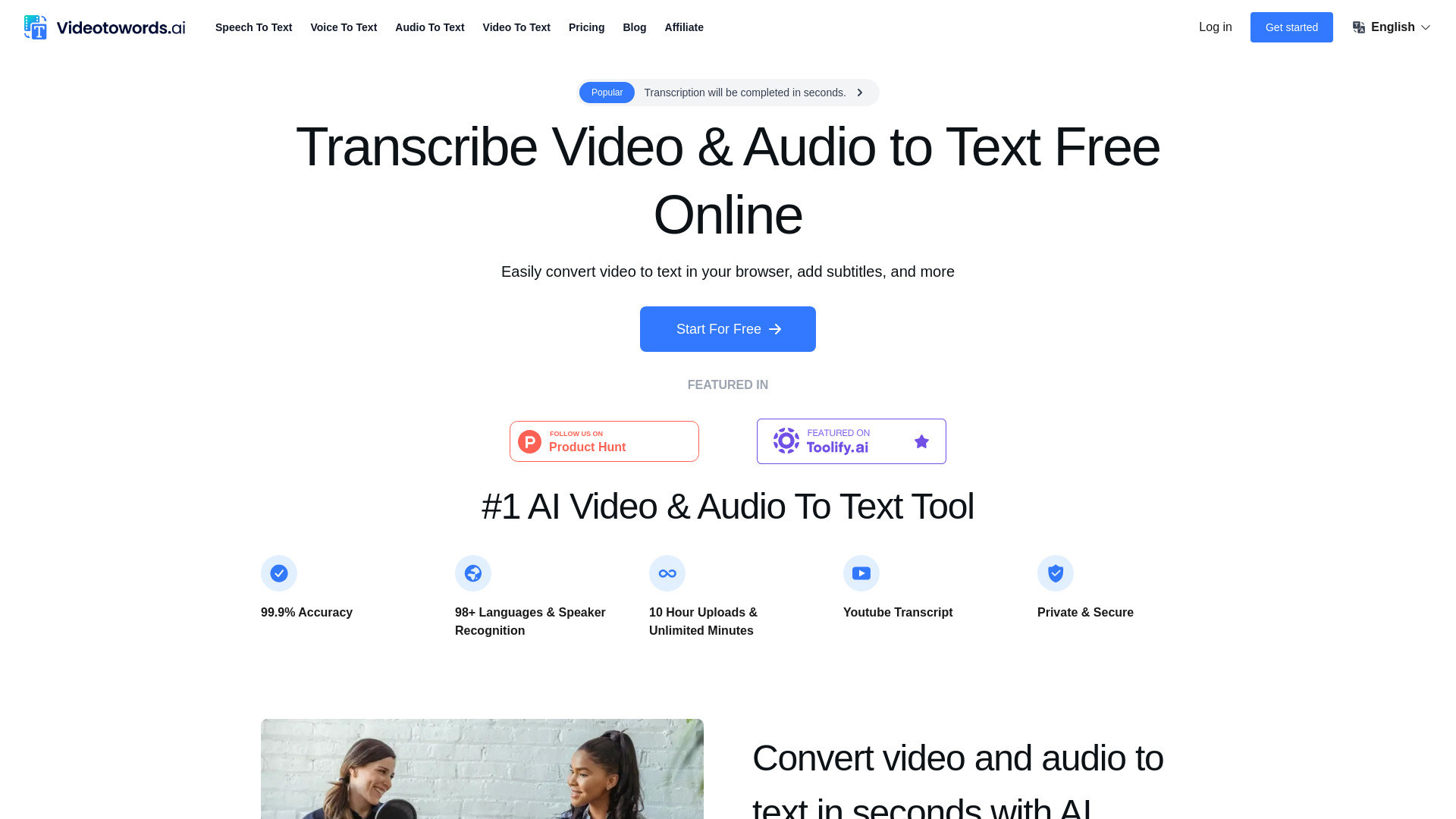 #1 AI Speech/Video To Text Tool