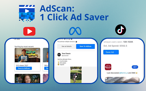 AdScan : enregistrez les publicités Facebook, TikTok et YouTube