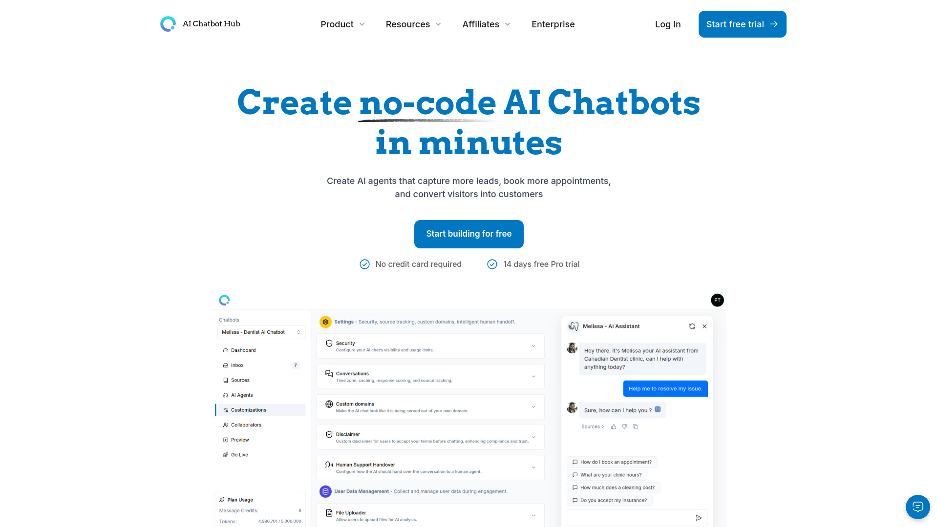 Centro de chatbot de IA