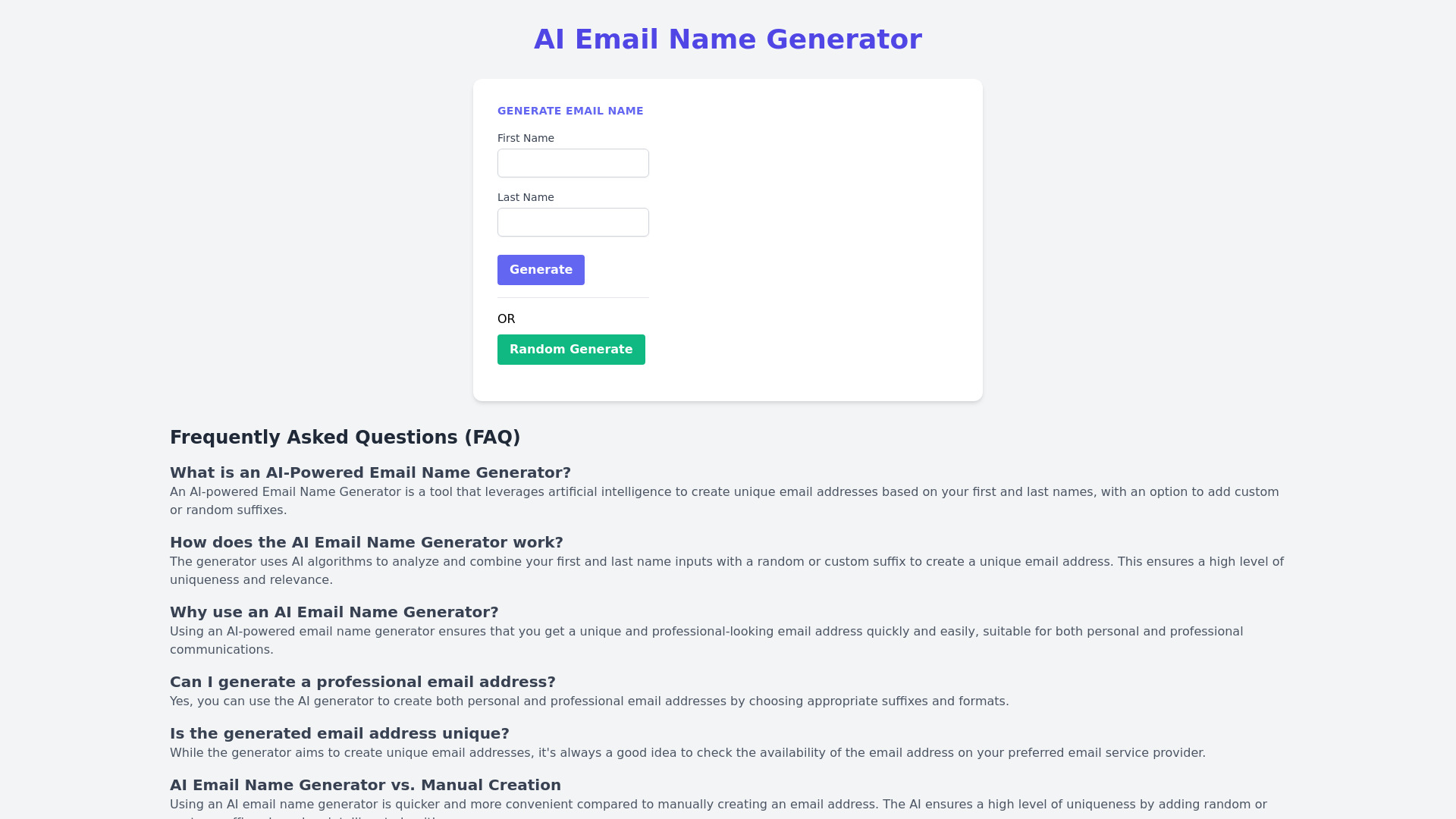 AI Email Name Generator