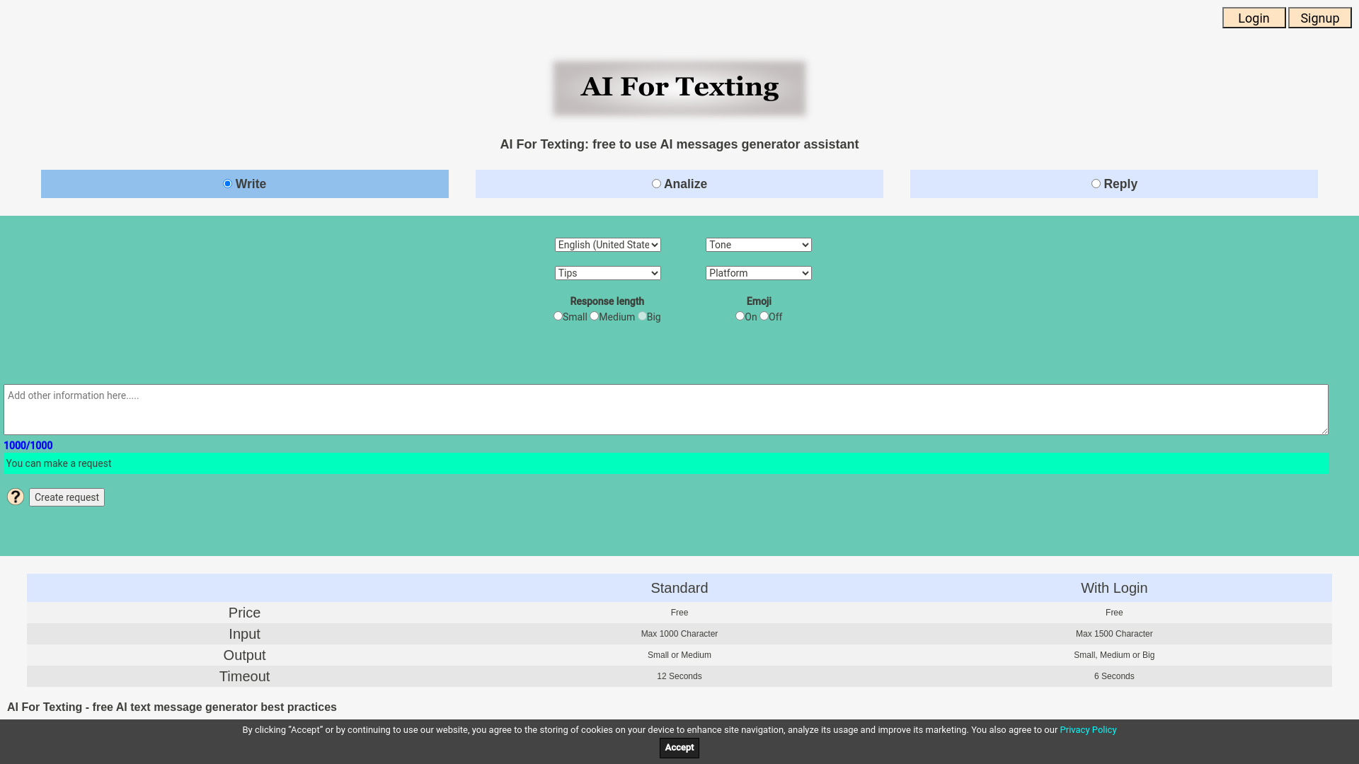 テキストメッセージ用の AI