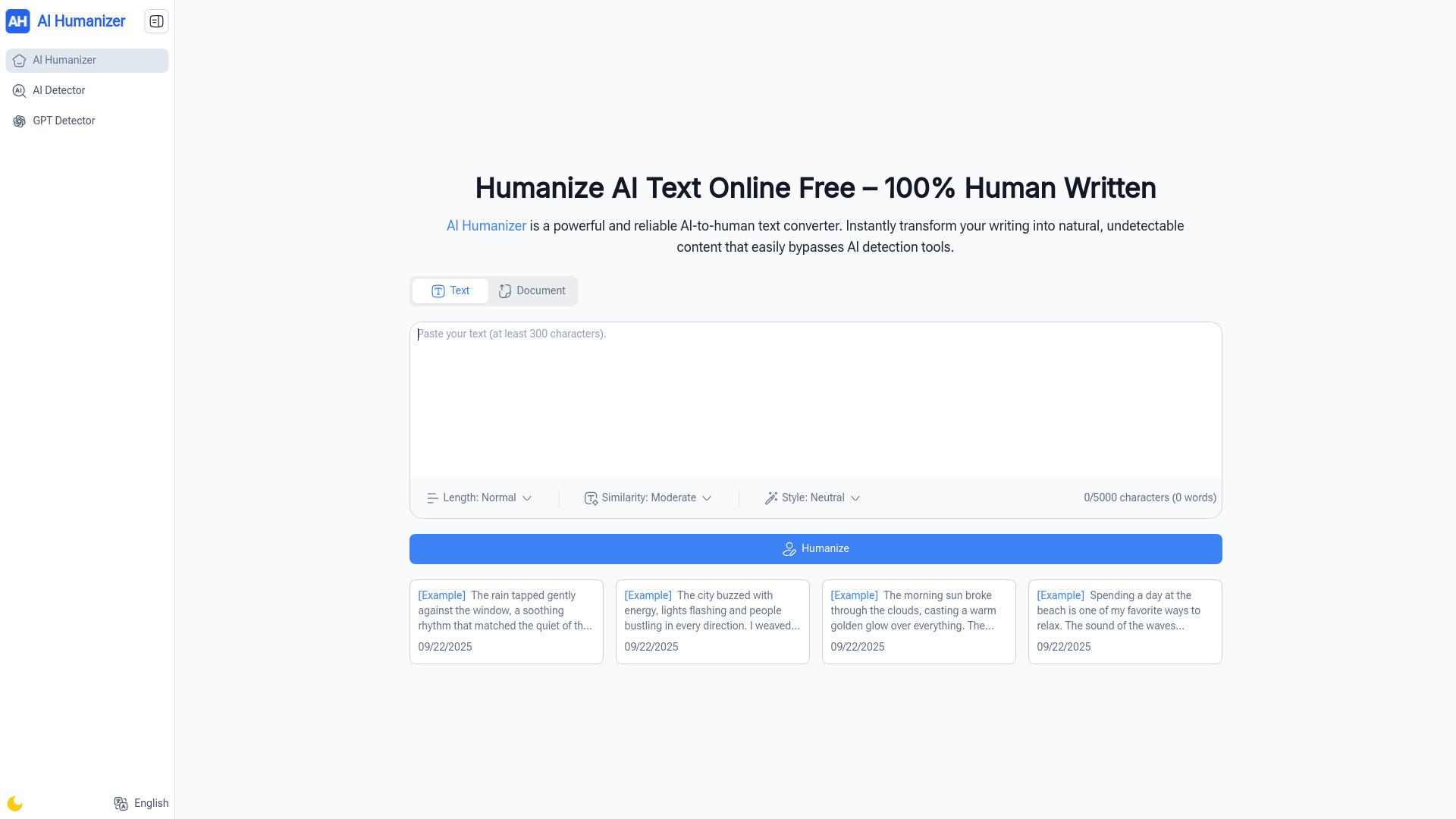 AI Humanizer: Free Humanize AI text Online, Unlimited & No Sign-up