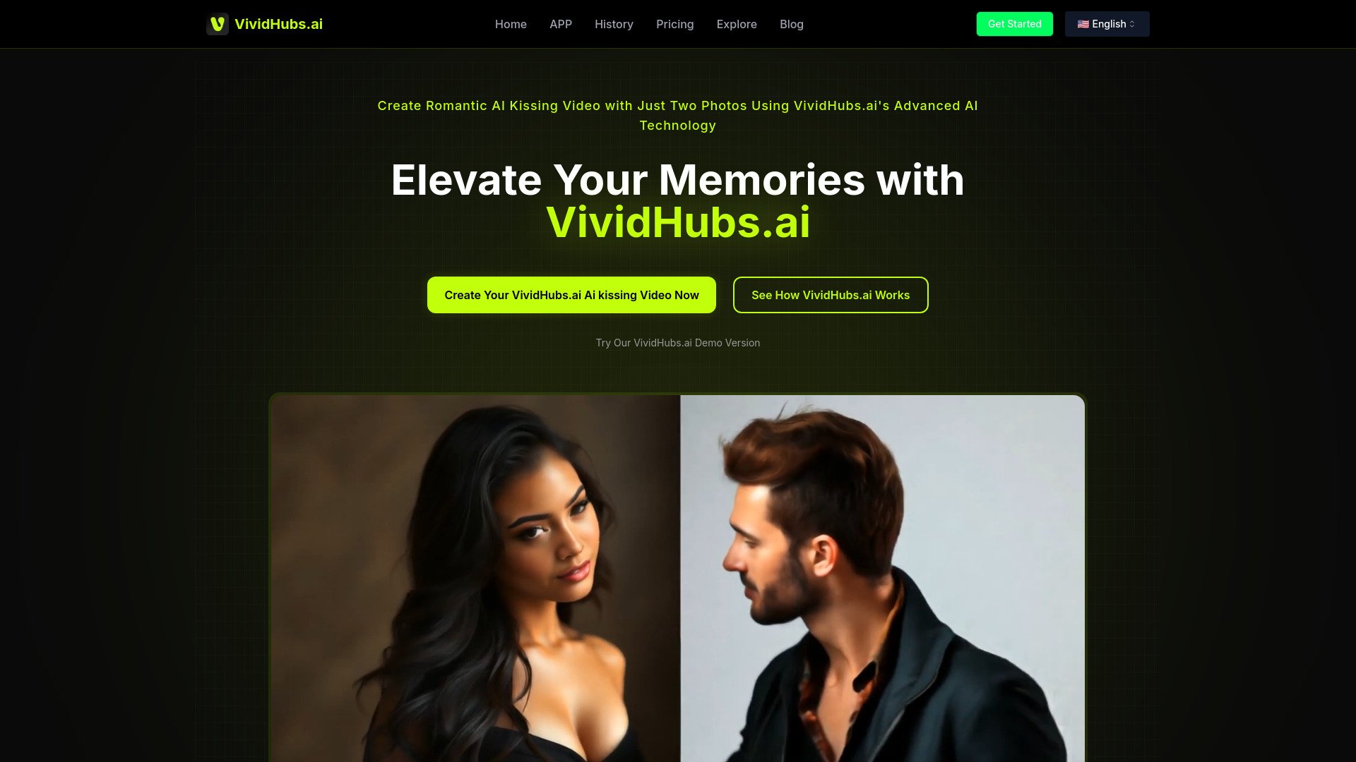 AI تقبيل مولد الفيديو - Vividhubs.ai