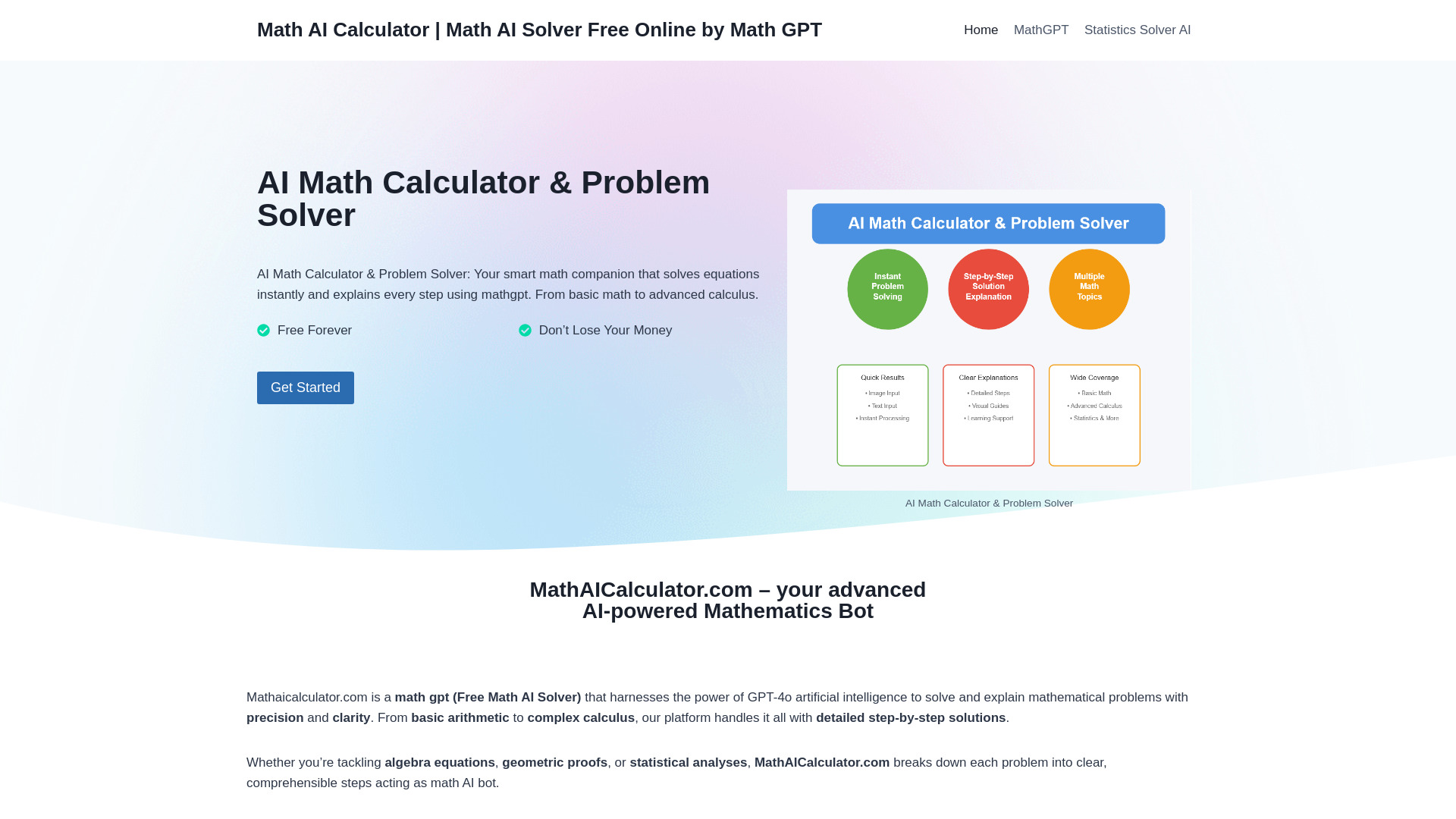 Calculatrice mathématique IA et solution de problèmes