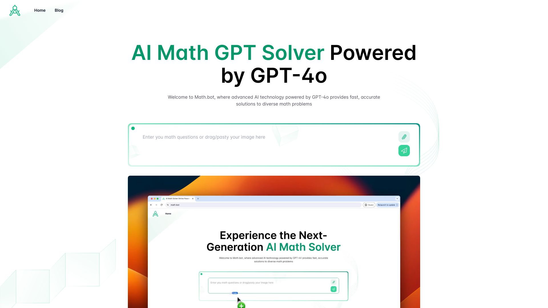 Solucionador GPT de matemáticas de IA en línea con tecnología GPT-4o | robot matemático