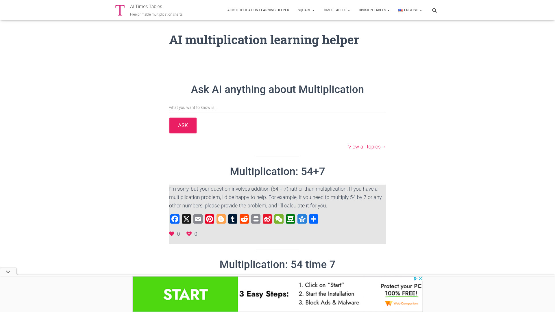 AI multiplication learning helper