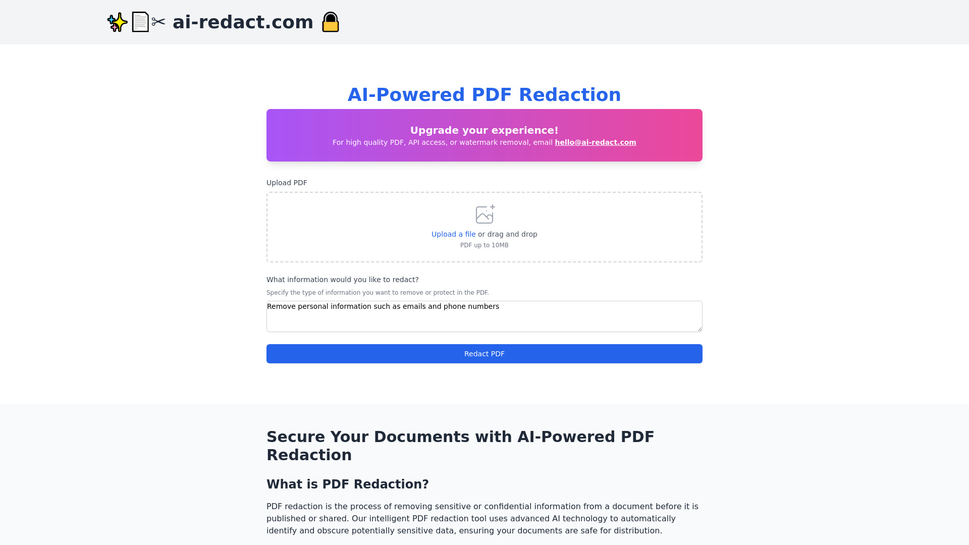 AI PDF redaction tool App