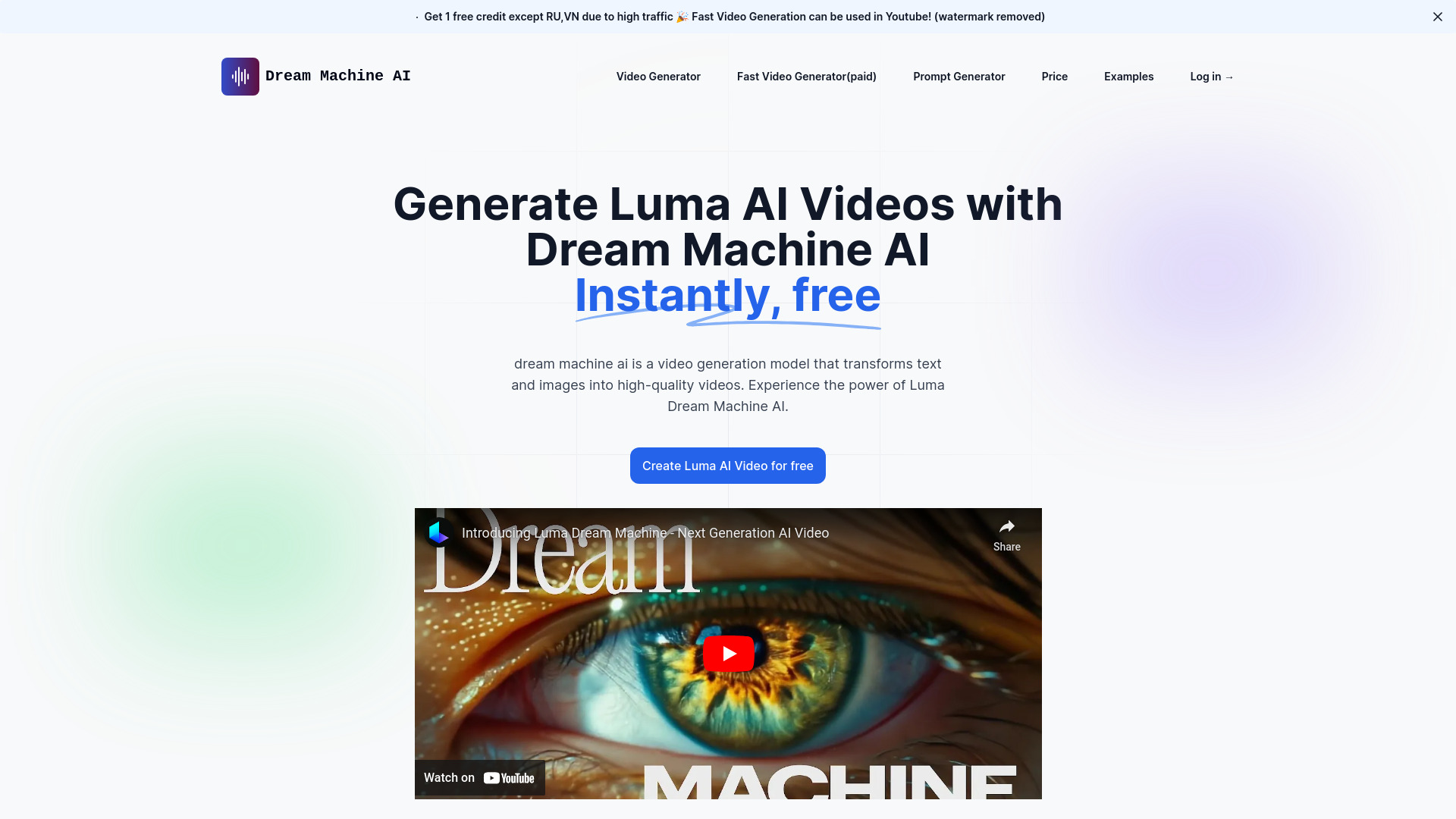Générateur vidéo AI ou Dream Machine AI
