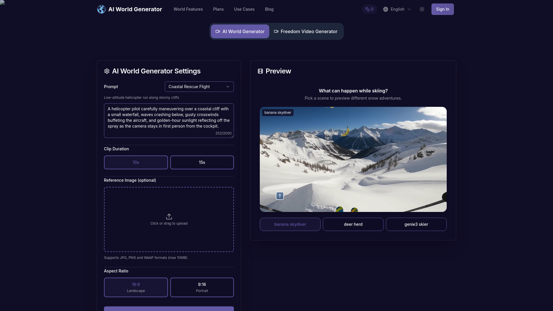 एआई वर्ल्ड जेनरेटर