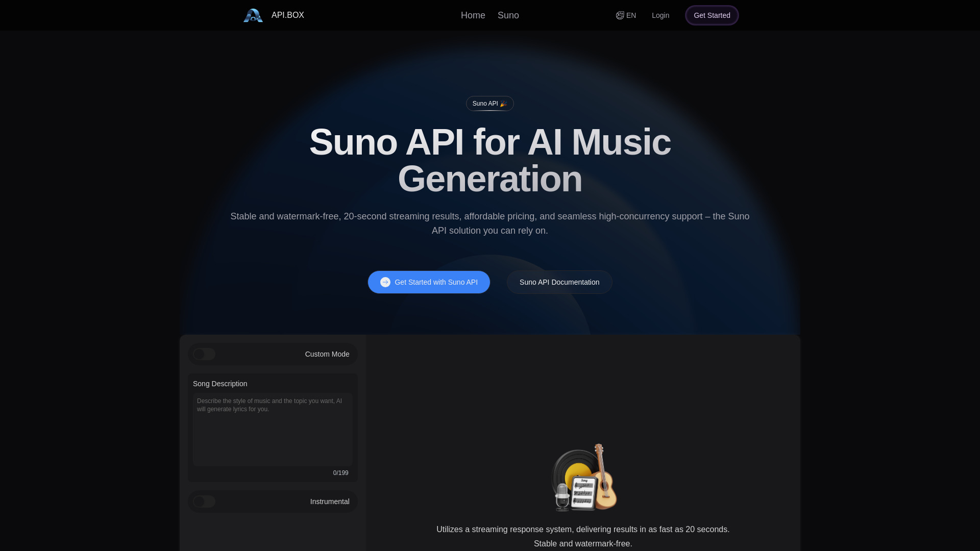 API.box: AI音楽生成用のSuno API (非公式)