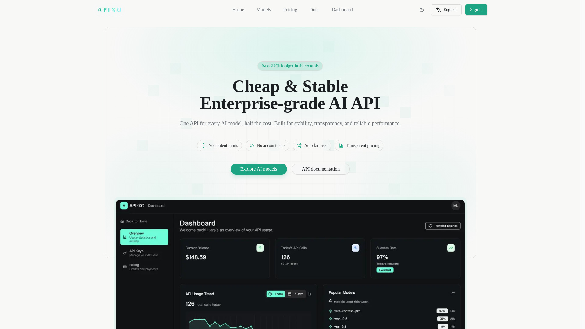 APIXO.AI - AI模型API供應商