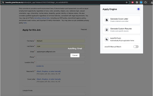 ApplyEngine: AI-automated autofill, resume and cover letter