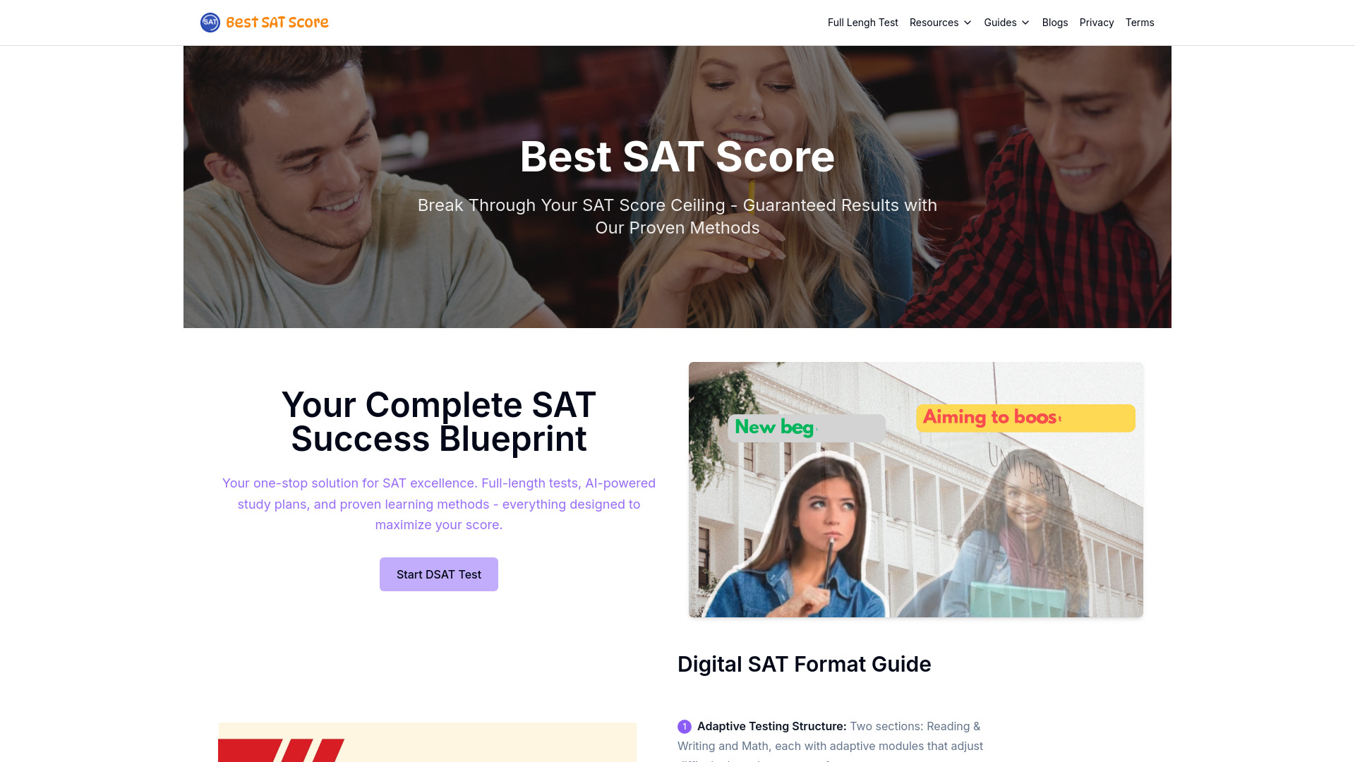 Best SAT Score