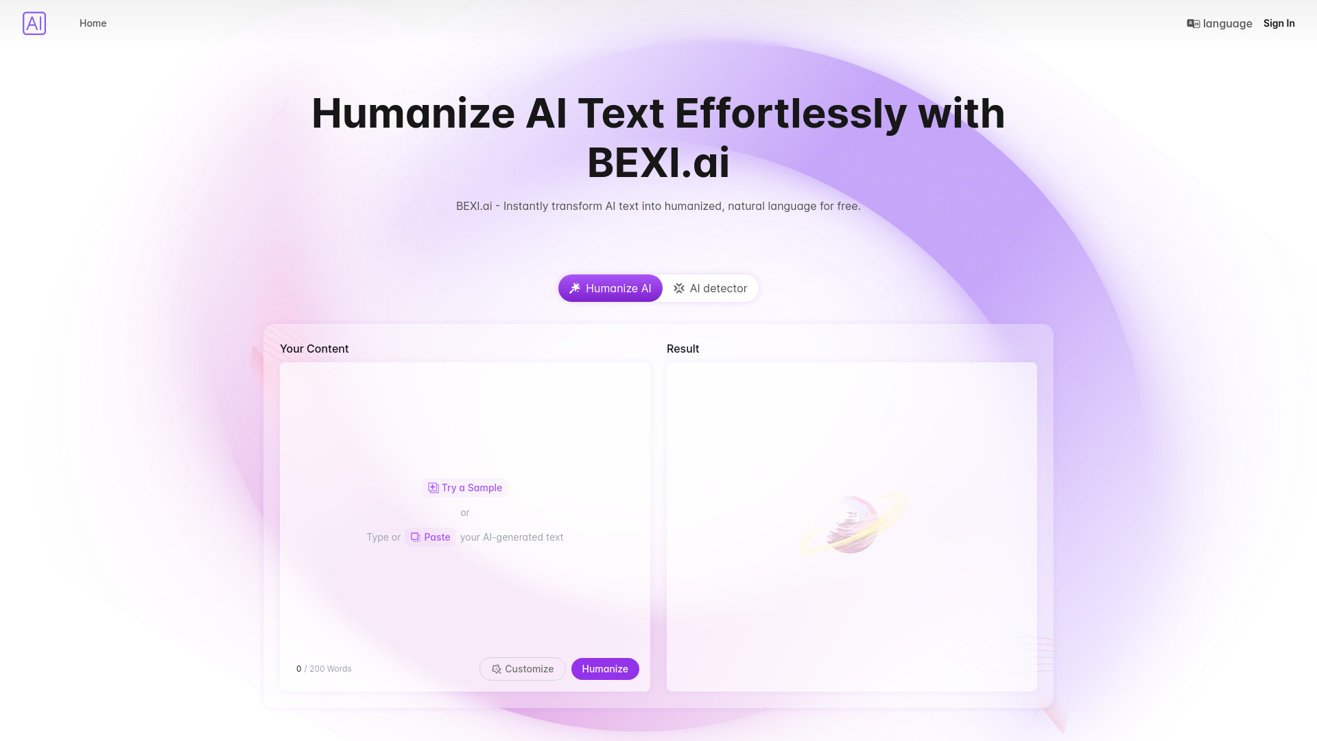 Bexi.ai: humanizador de IA gratuito e detector de IA