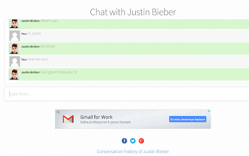 Conversar com Justin Bieber