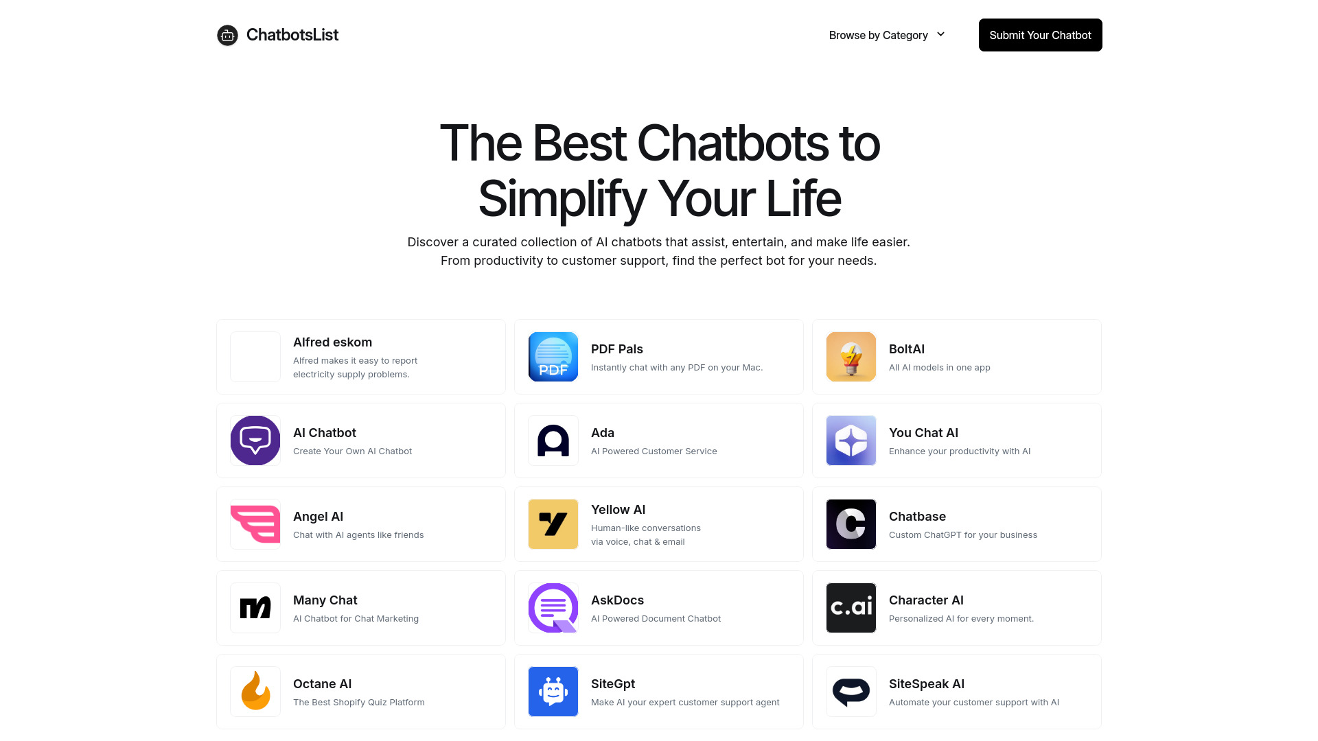 Liste des chatbots