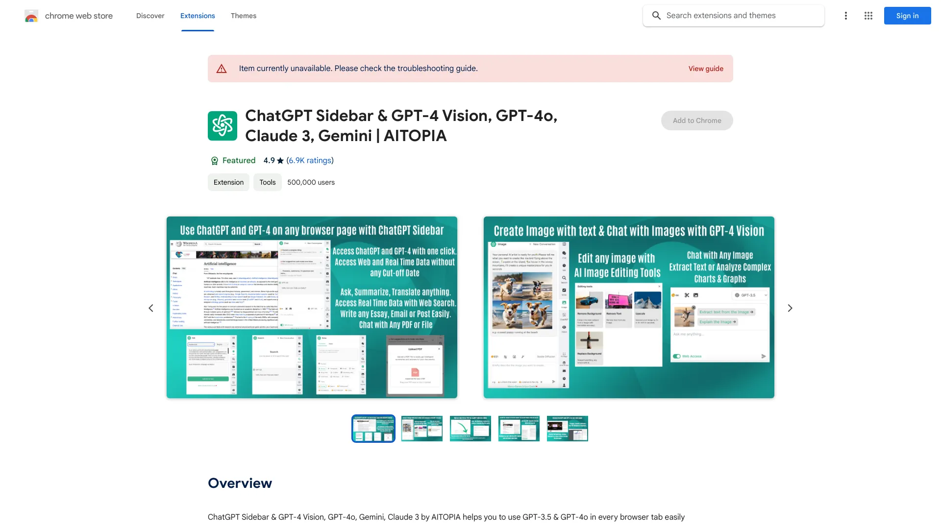 ChatGPT Sidebar & GPT-4 Vision Gemini AITOPIA