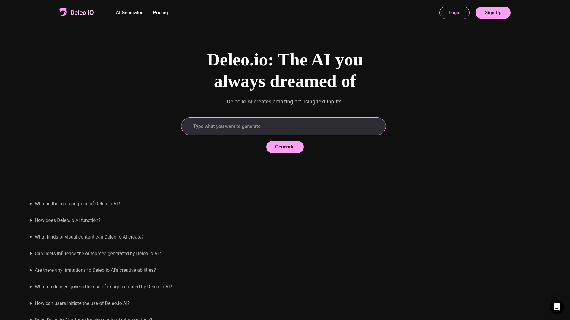 Deleo.io AI image Generator