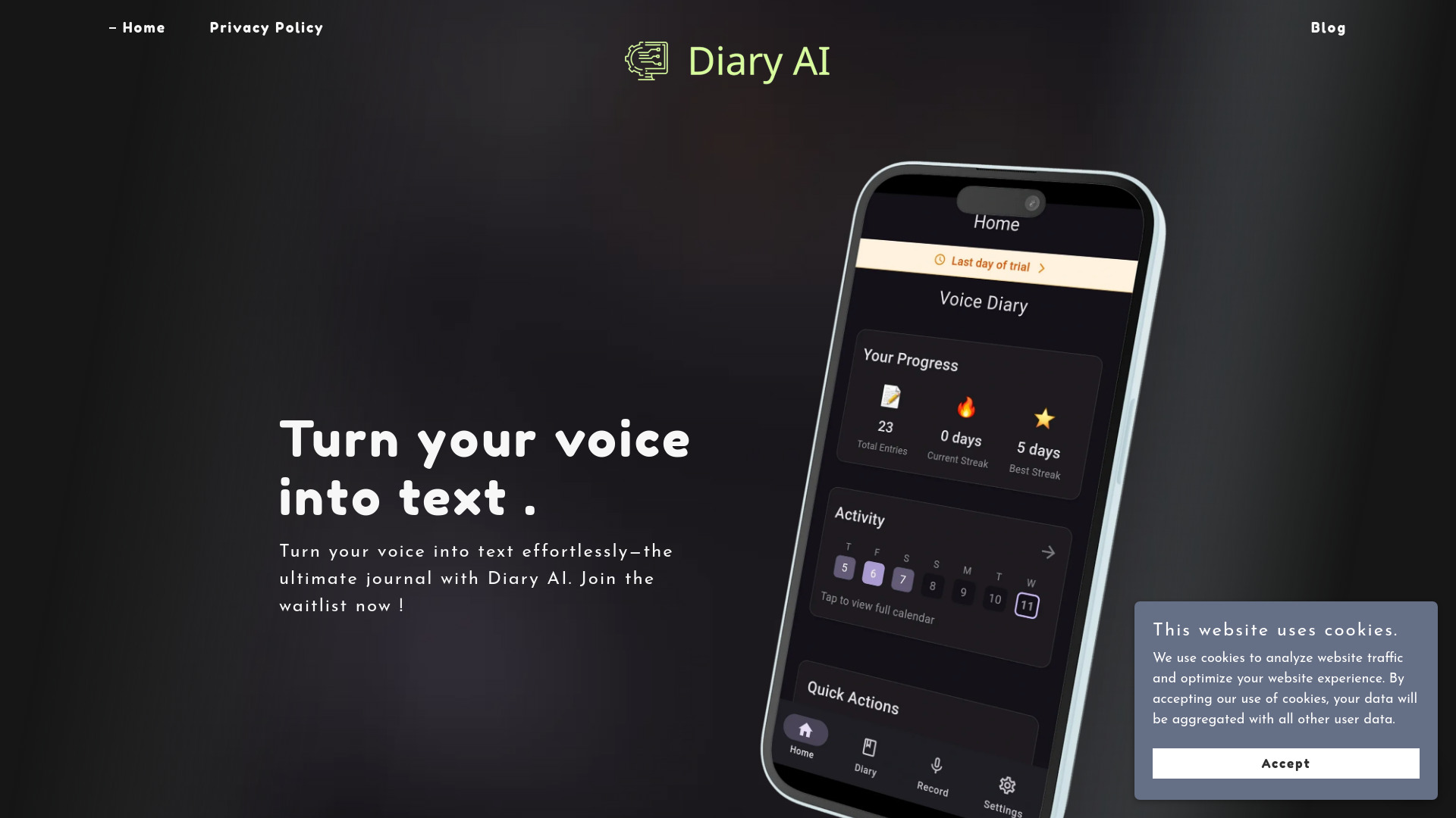 Diary App that needs no writing