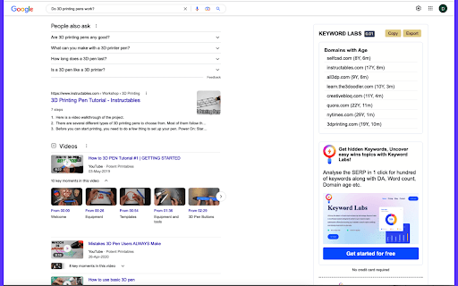 Buscador de antigüedad de dominio Google SERP - Lápiz semántico