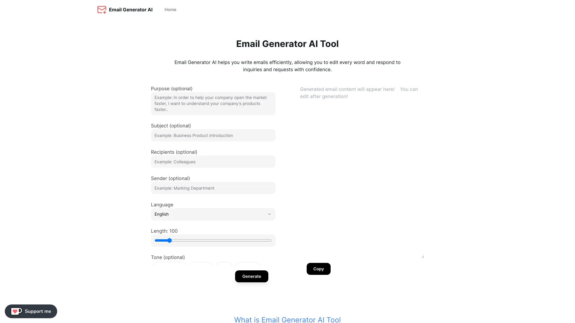 Email Generator AI Tool