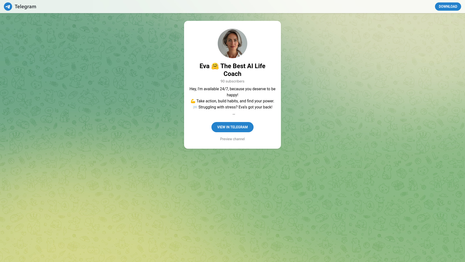 Eva, tu entrenadora de vida de IA 24 horas al día, 7 días a la semana en Telegram
