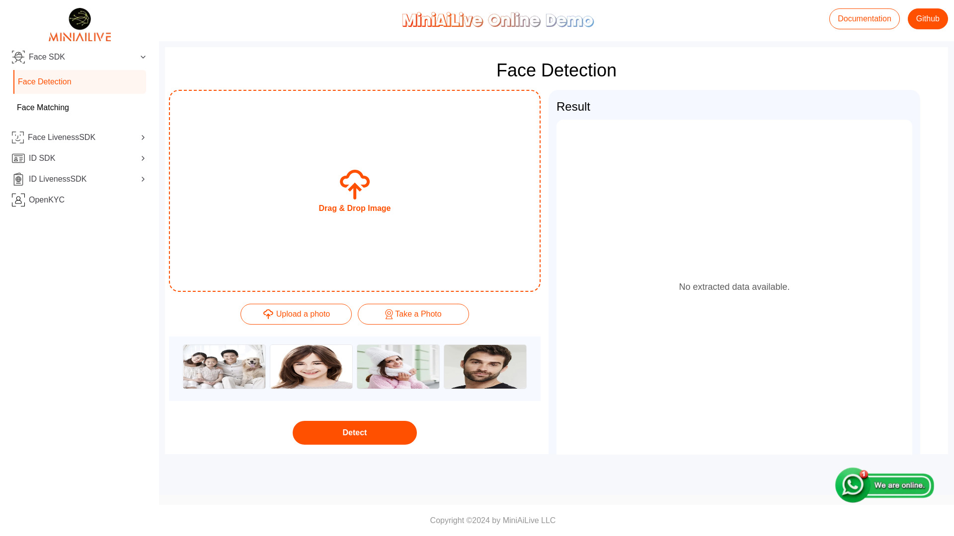 顔と ID 認識のオンライン デモ