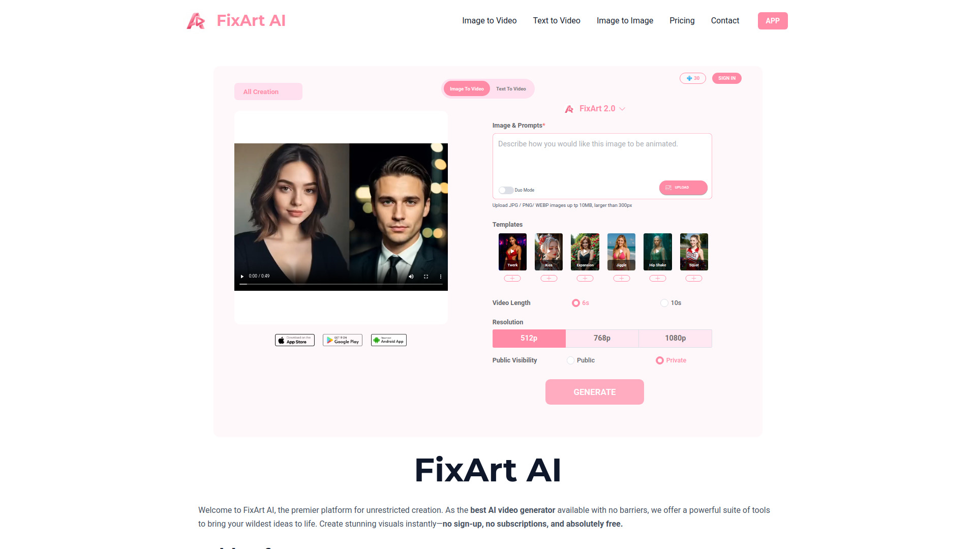 FixArt AI: فيديو AI، صورة AI