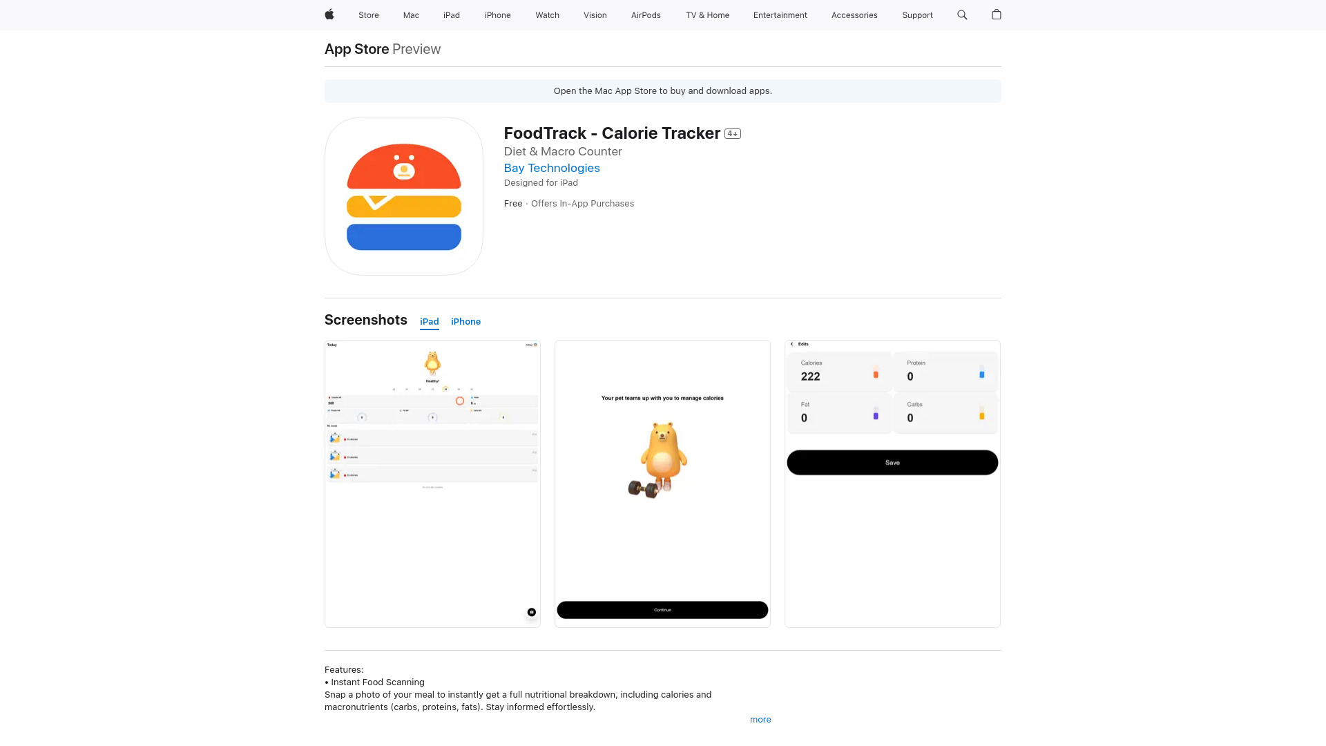 FoodTrack - Suivi des calories