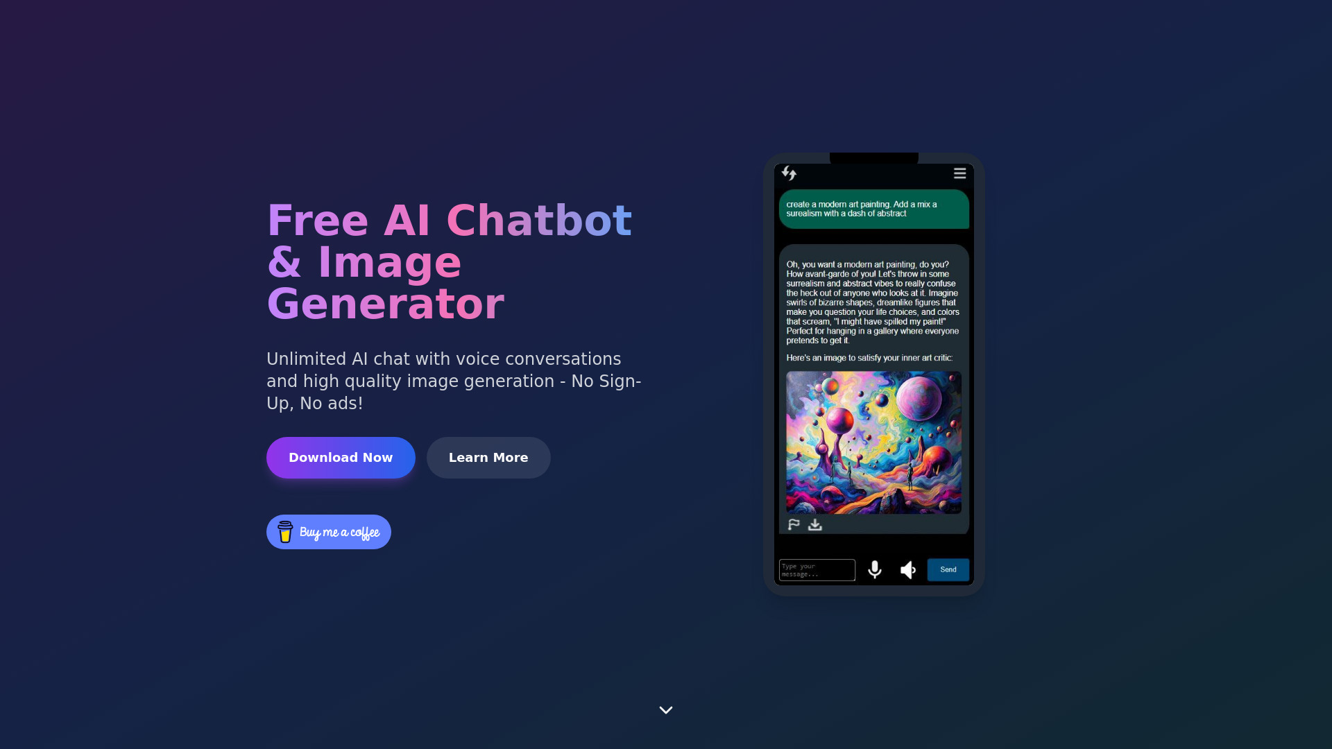 Chatbot AI gratuito e gerador de imagens