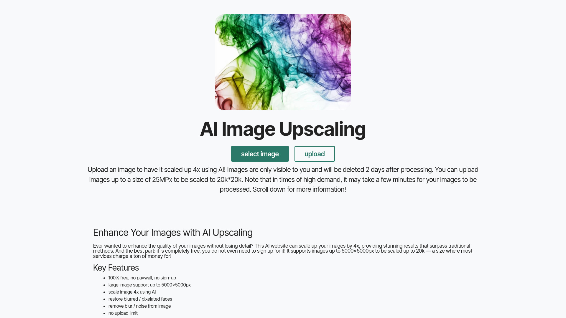 Upscaling de imagem AI gratuito