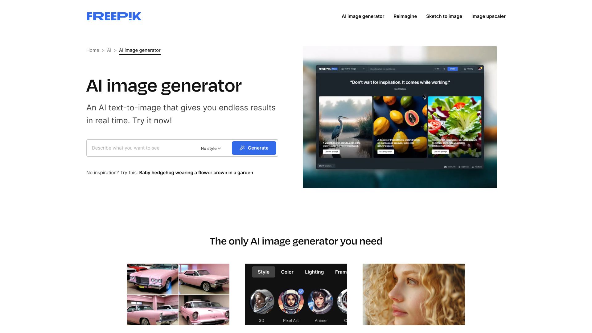 Generador de imágenes AI de Freepik