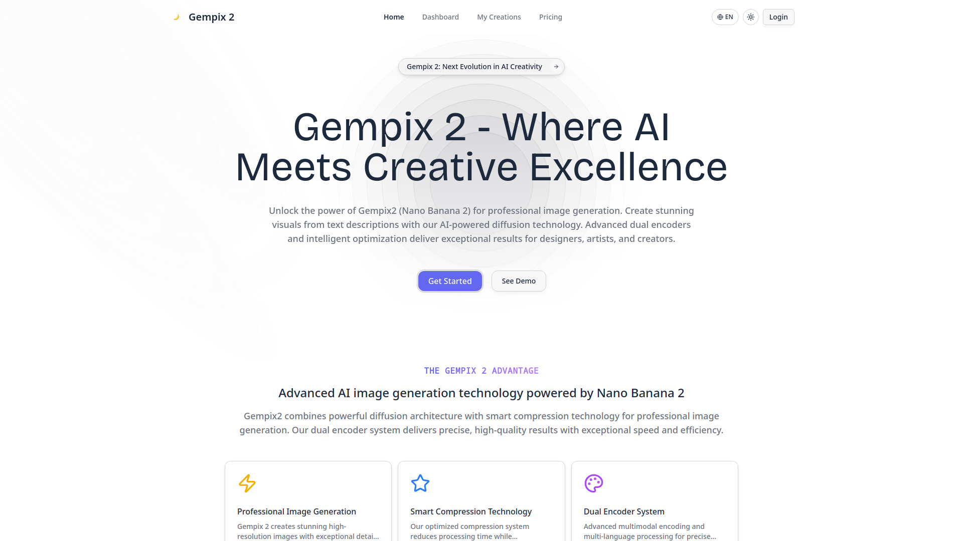 Gempix 2 (Nano Banana 2) - مولد صور متقدم بالذكاء الاصطناعي | تحويل النص إلى صورة وتحريرها