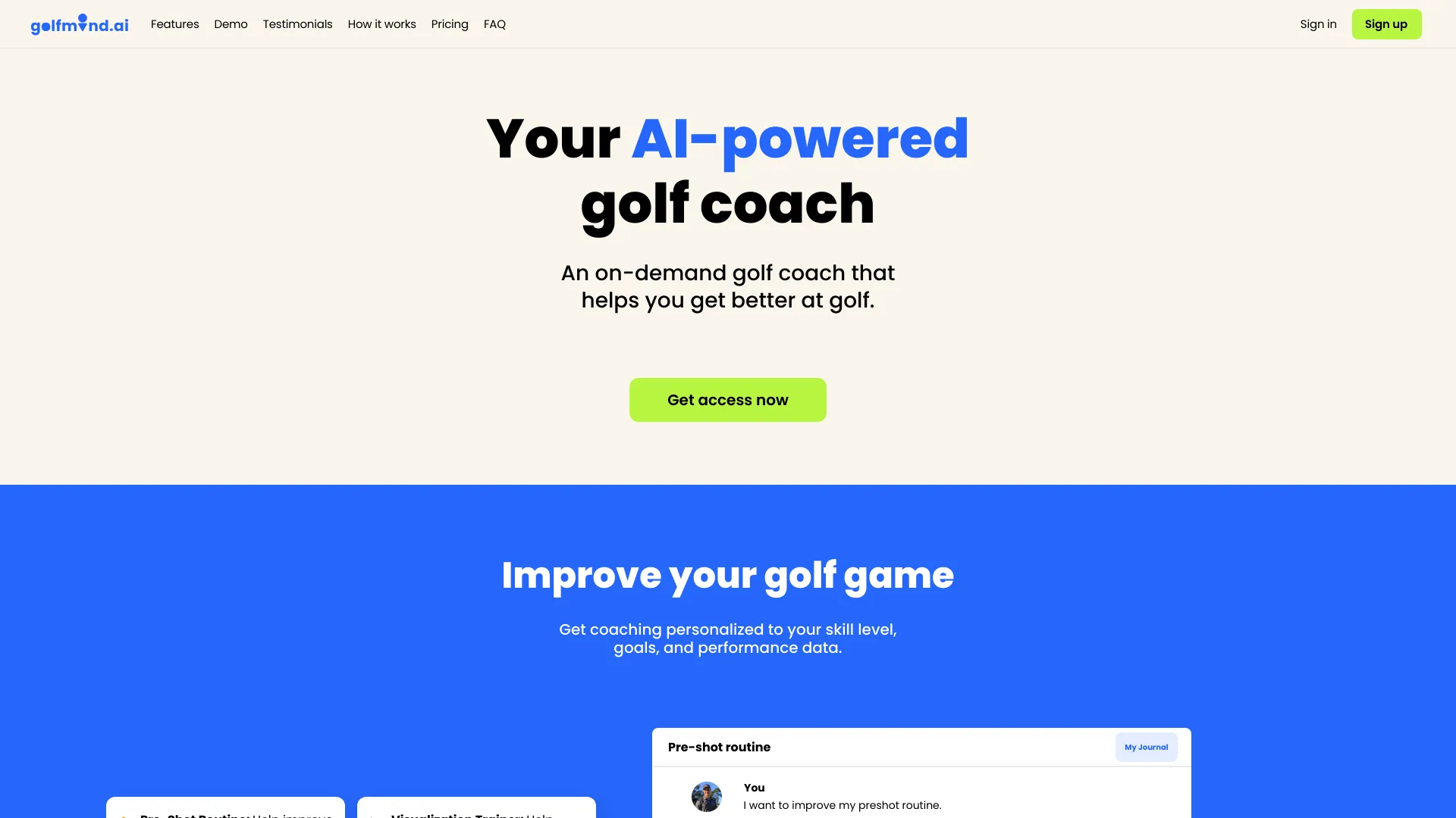 Golfmind - 人工智能驱动的高尔夫教练