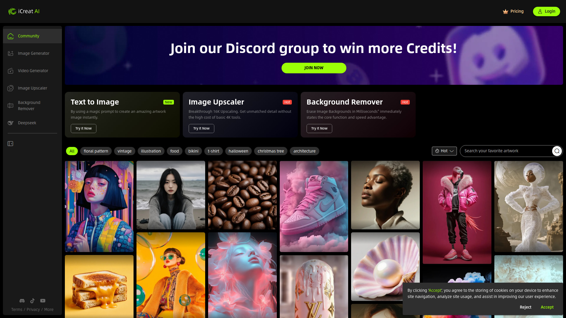 iCreat AI - Gerador de vídeos e imagens de IA e plataforma de criação de IA