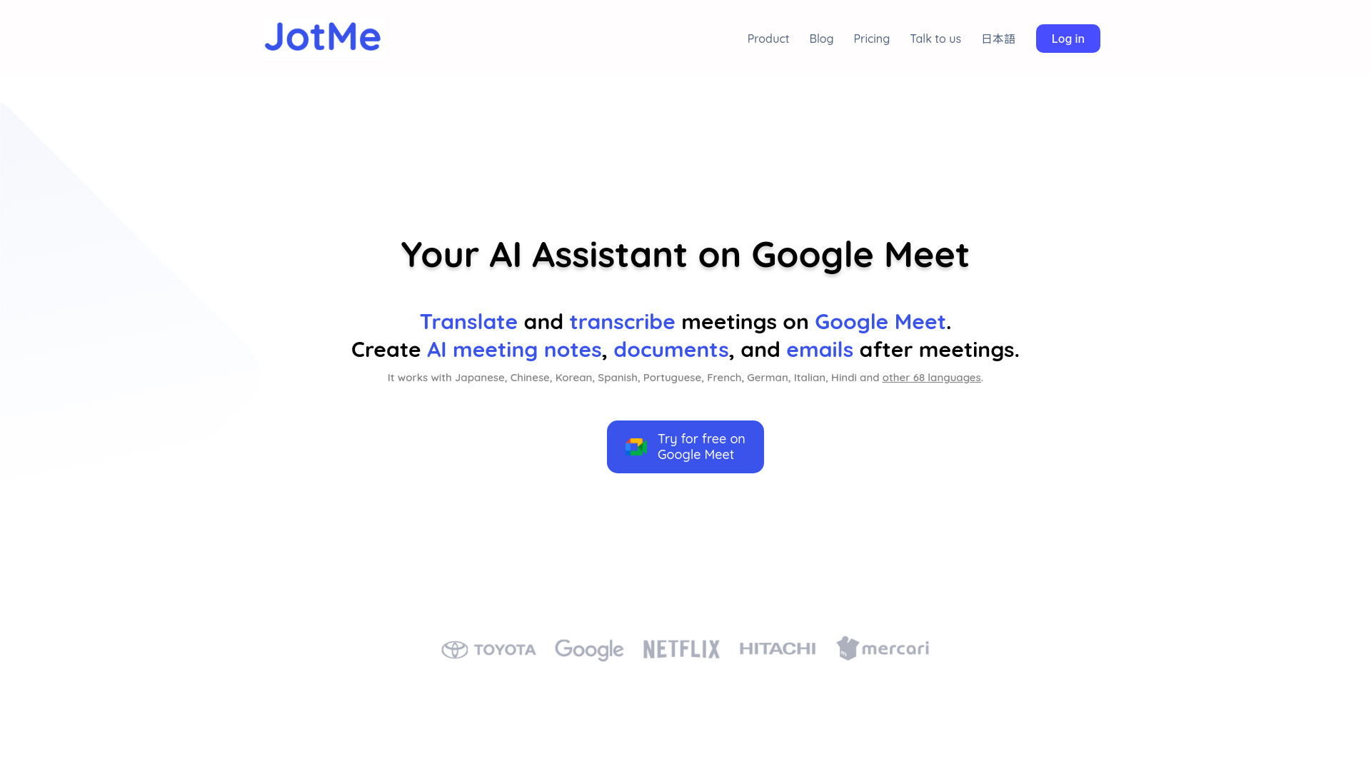 JotMe pour Google Meet