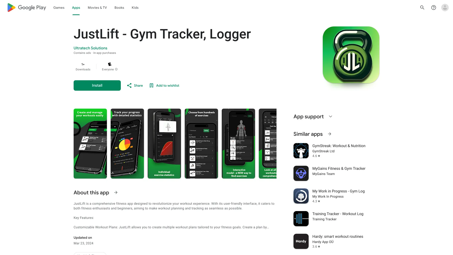 JustLift – Fitness-Tracker und Fitness-Logger