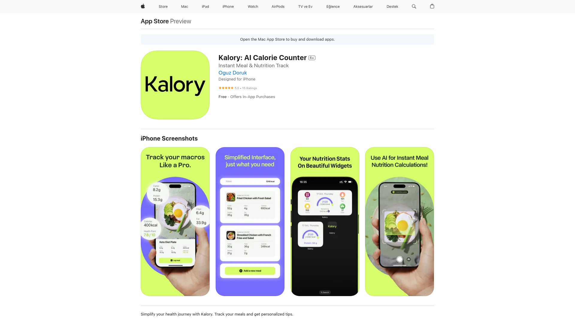 Kalory: Contador de calorias AI