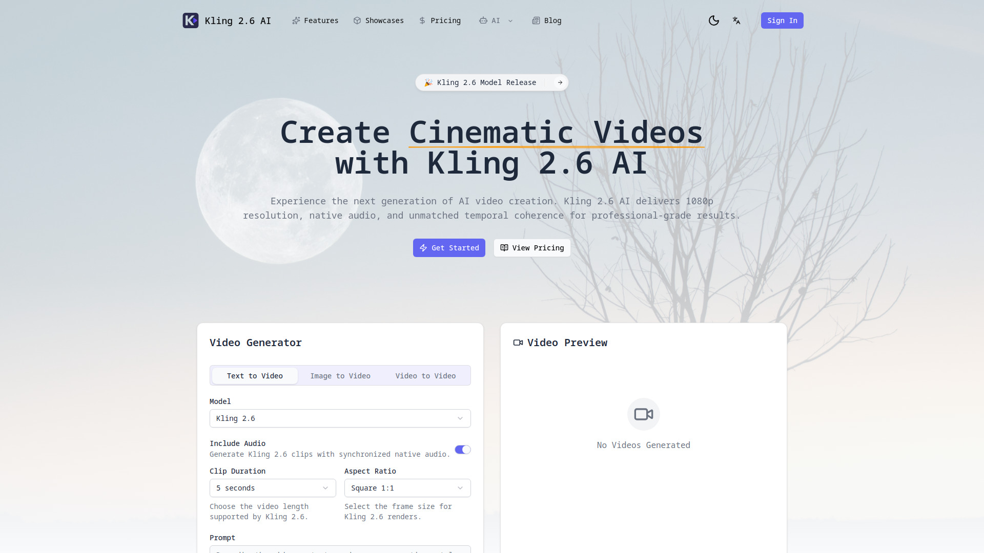 Kling 2.6 AI-Videogenerator