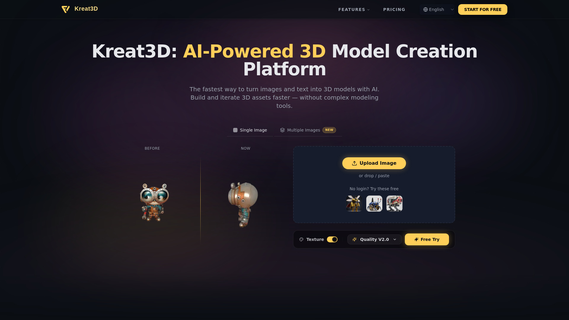 Kreat3D - AI  3D Model Creation Platform