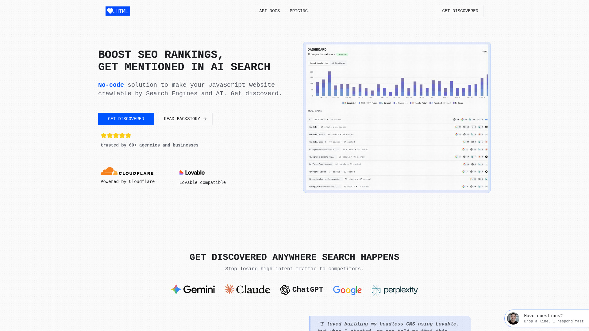 LovableHTML.com - no-code fix for Lovable SEO