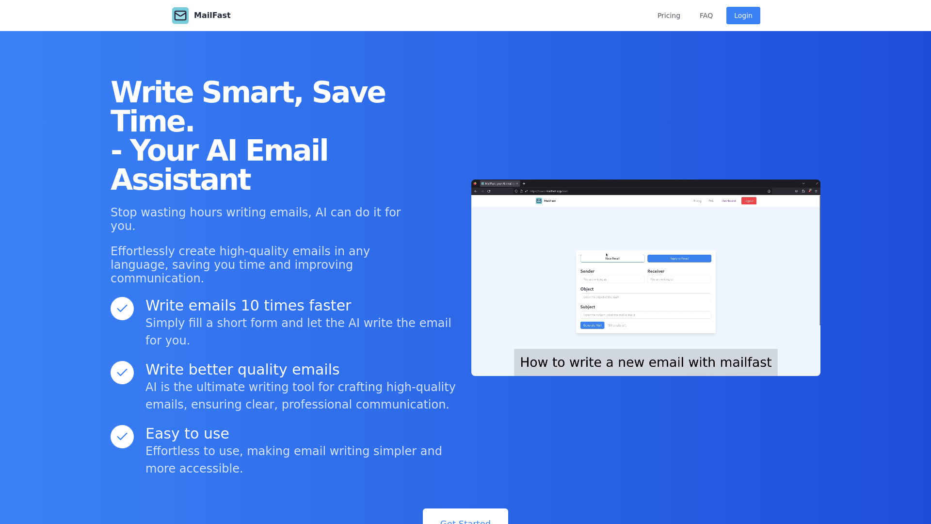 MailFast, seu redator de e-mail de IA