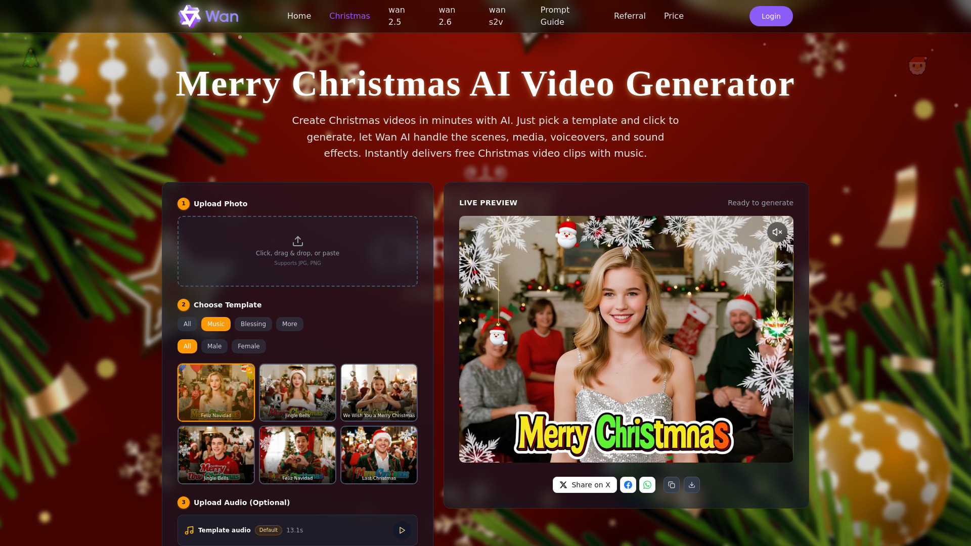 मेरी क्रिसमस एआई वीडियो जनरेटर