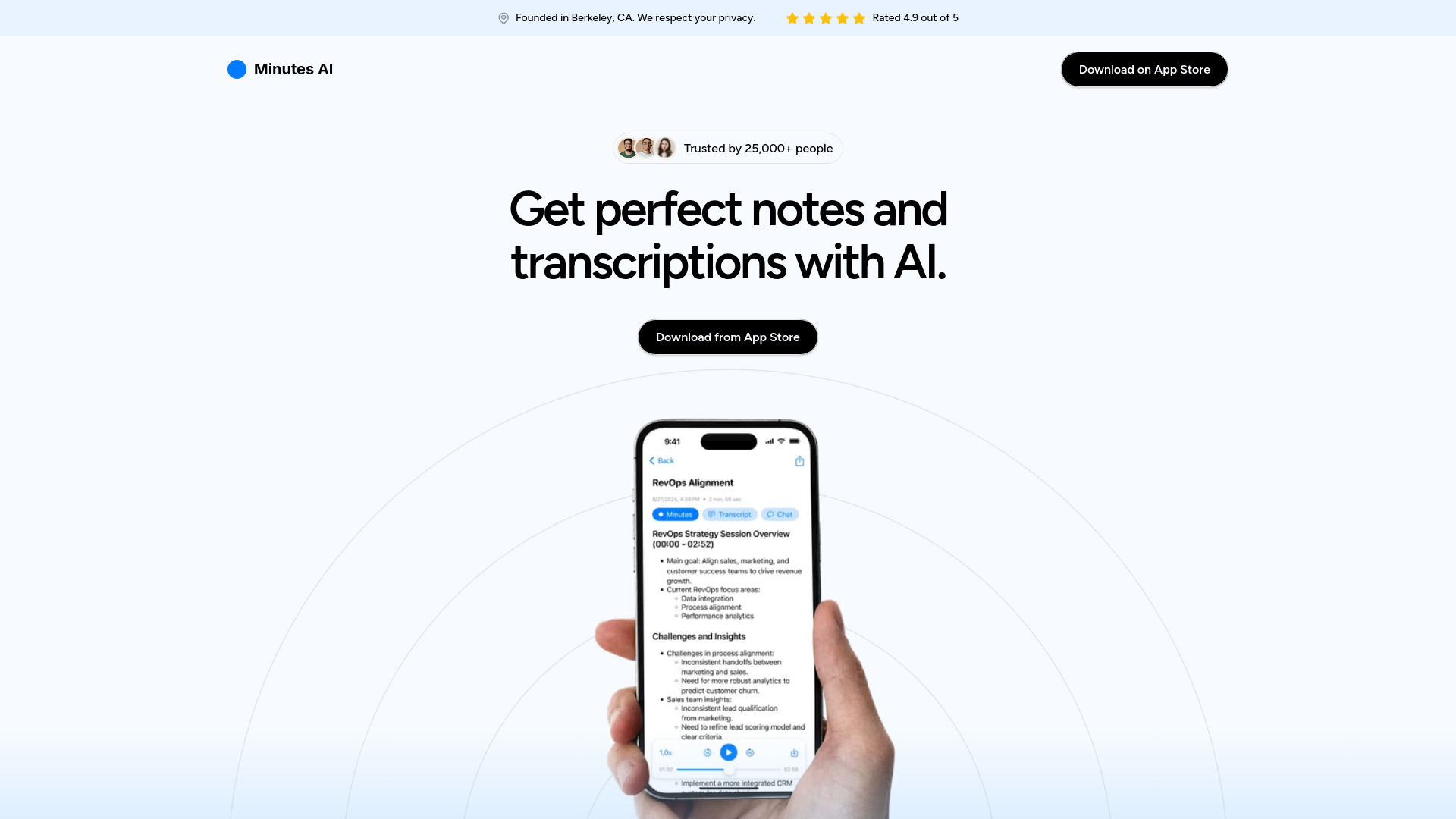 Actas: notas y transcripciones de reuniones de IA