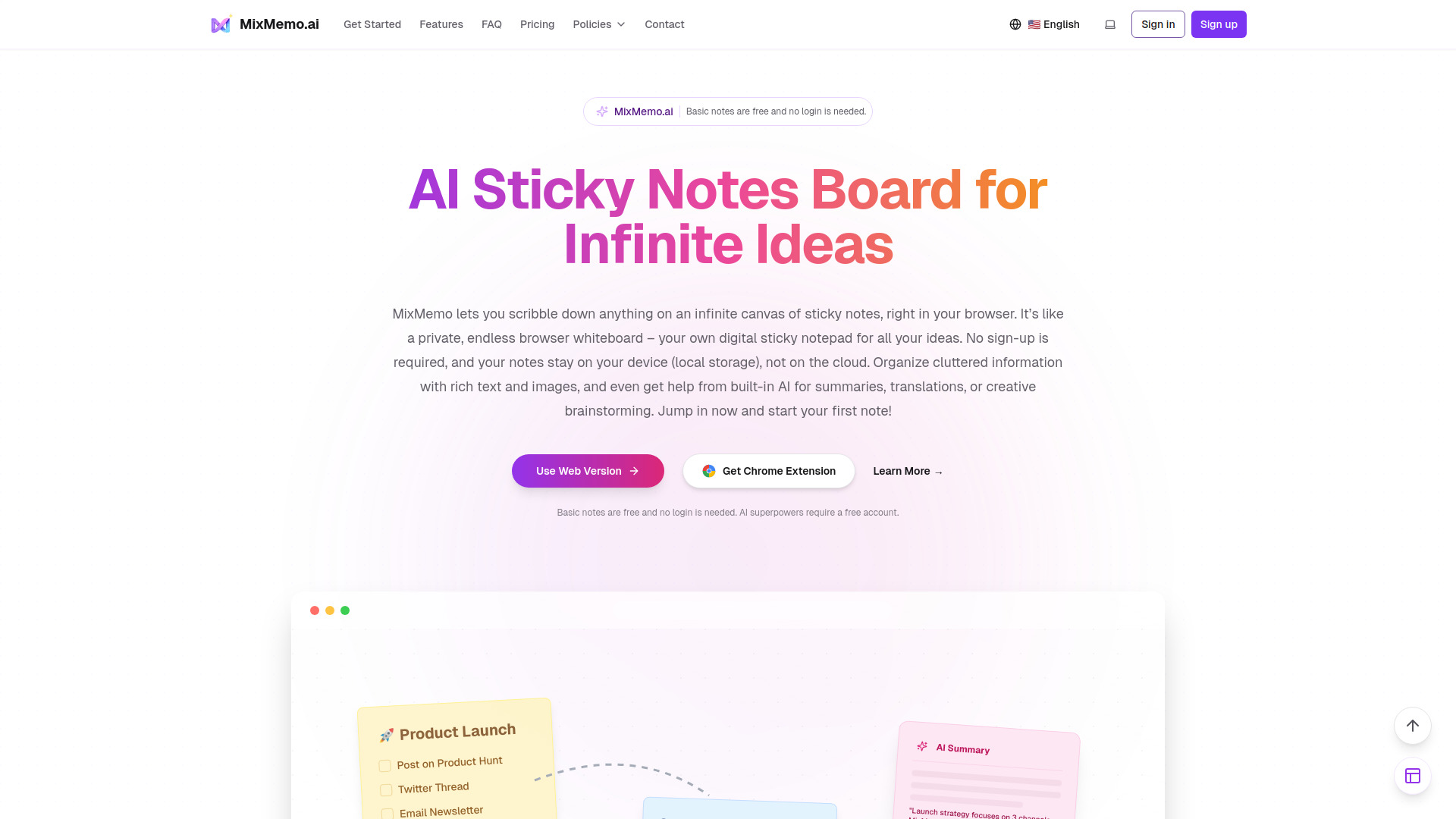 मिक्समेमो - विज़ुअल एआई कैनवास