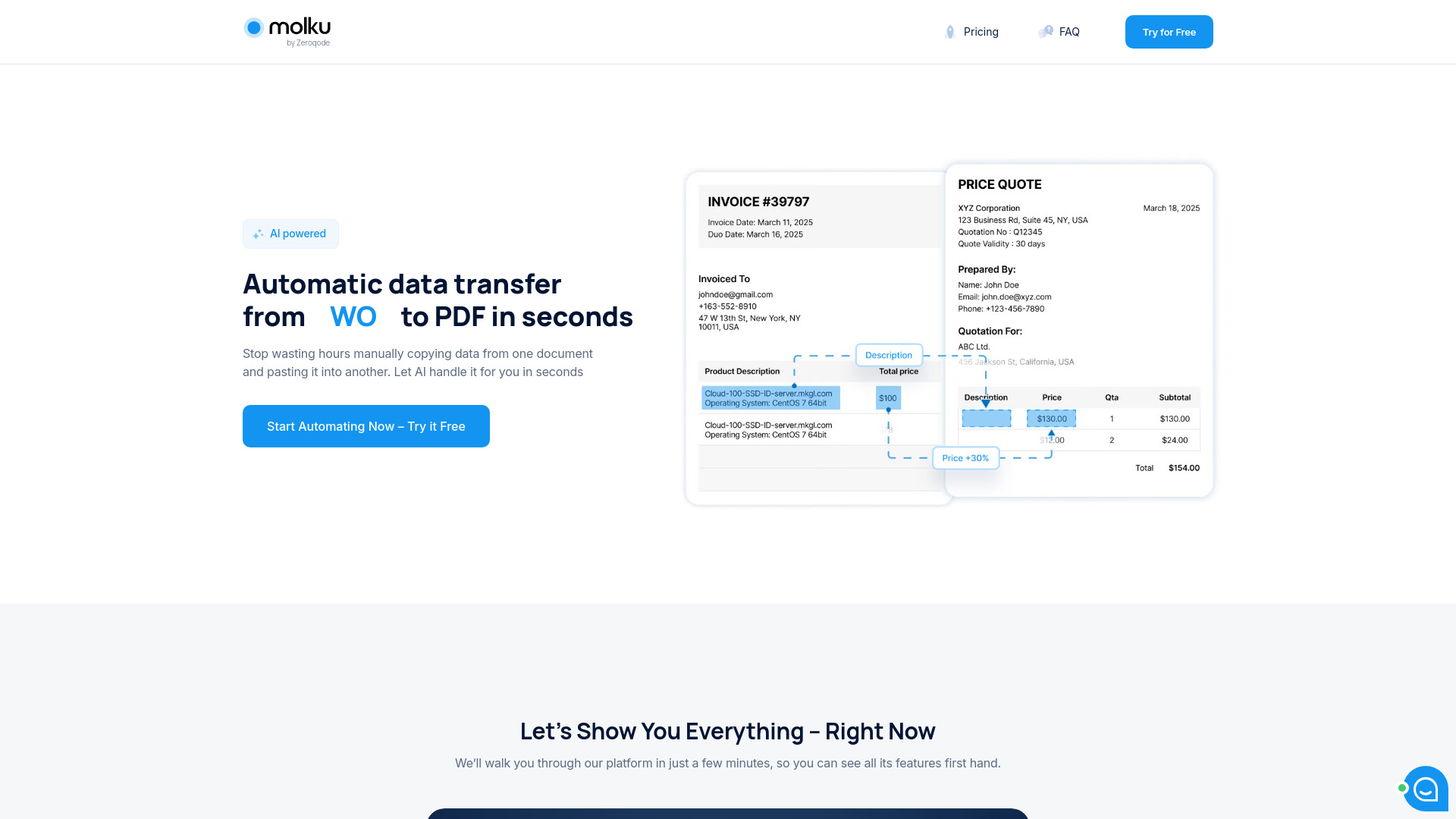 Molku Automatic Data Transfer in Seconds