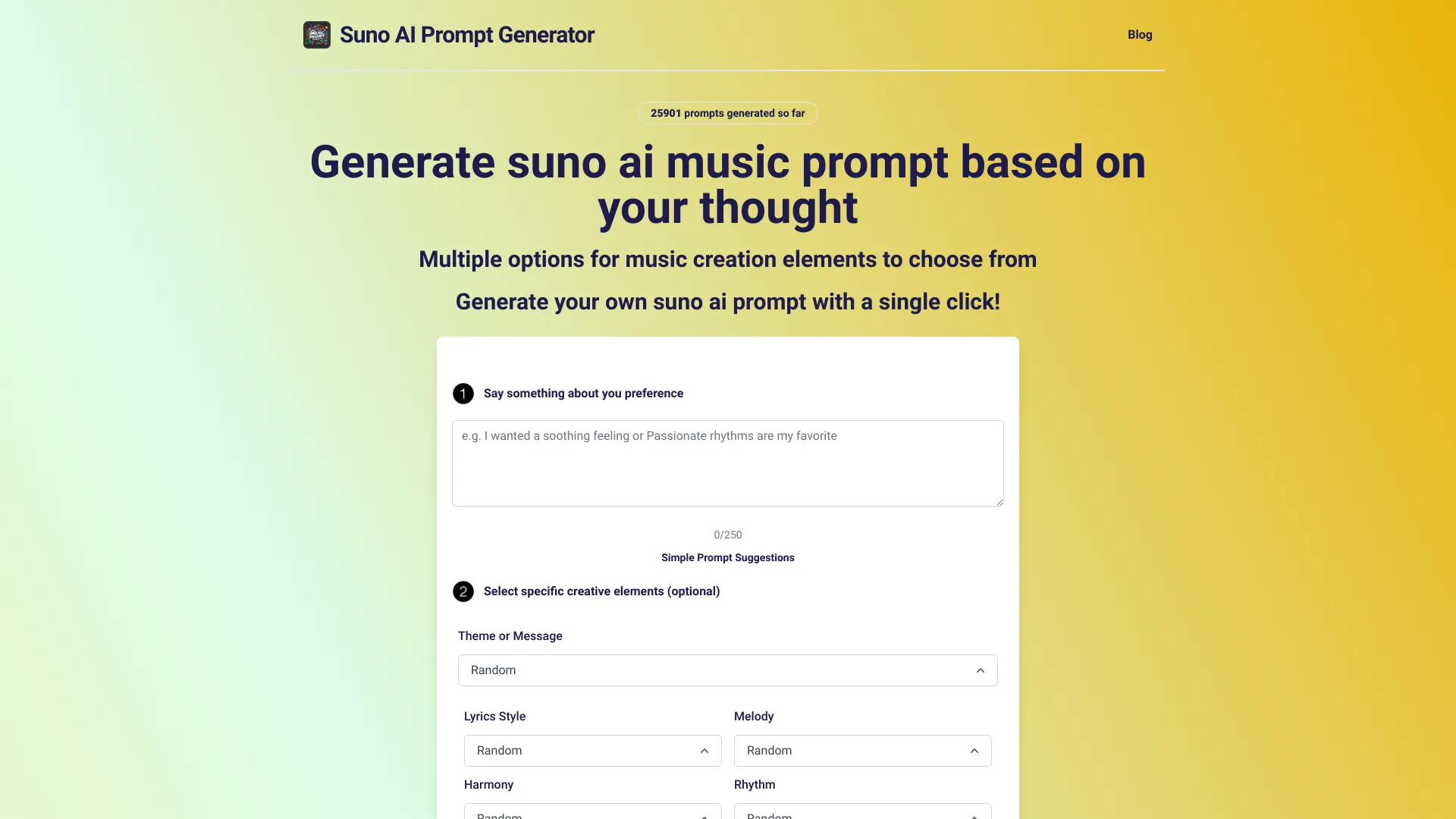 Gerador de prompt de música