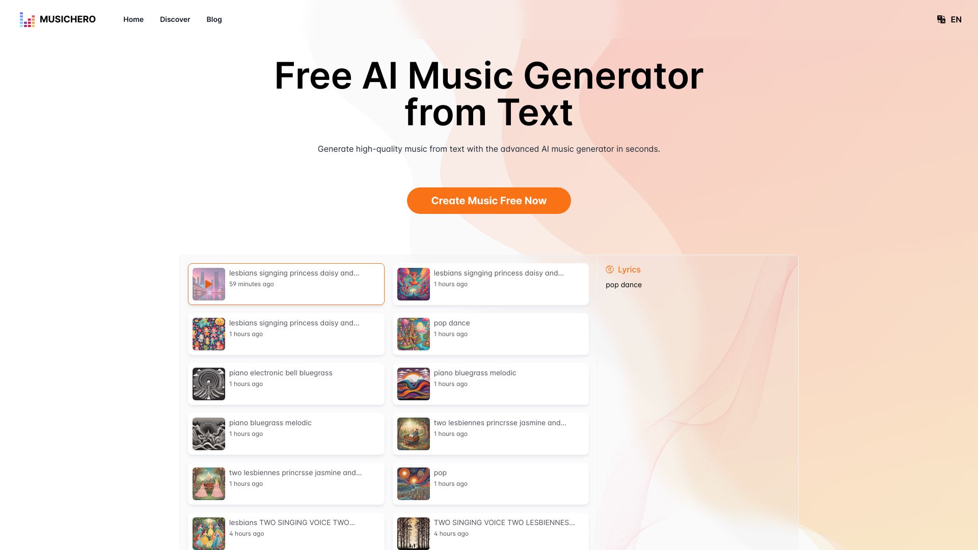 MusicHero.ai: टेक्स्ट ऑनलाइन से निःशुल्क AI म्यूजिक जेनरेटर