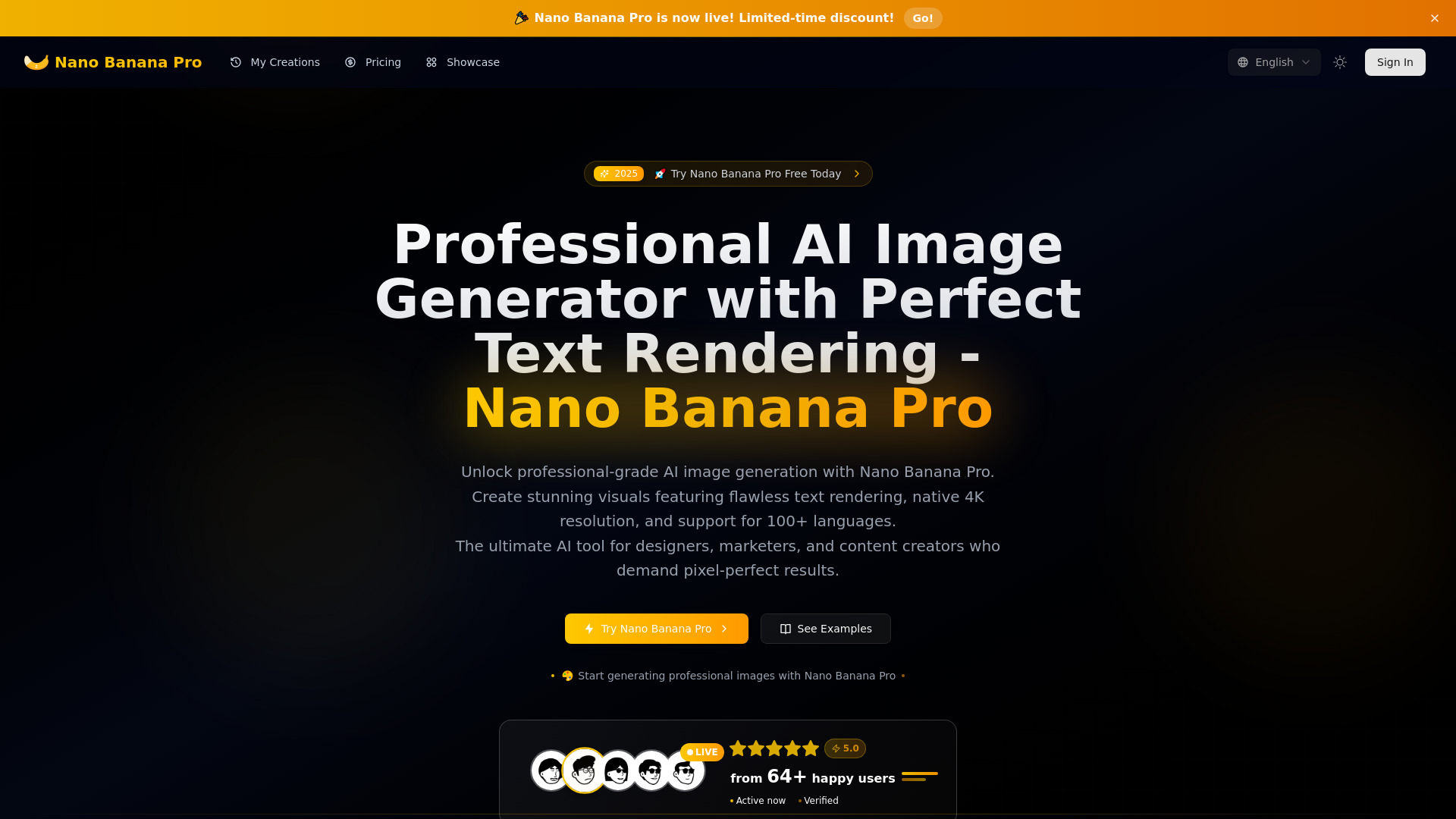 Nano Banana Pro - AI Image Editor with Perfect Text Rendering (Free Trial)