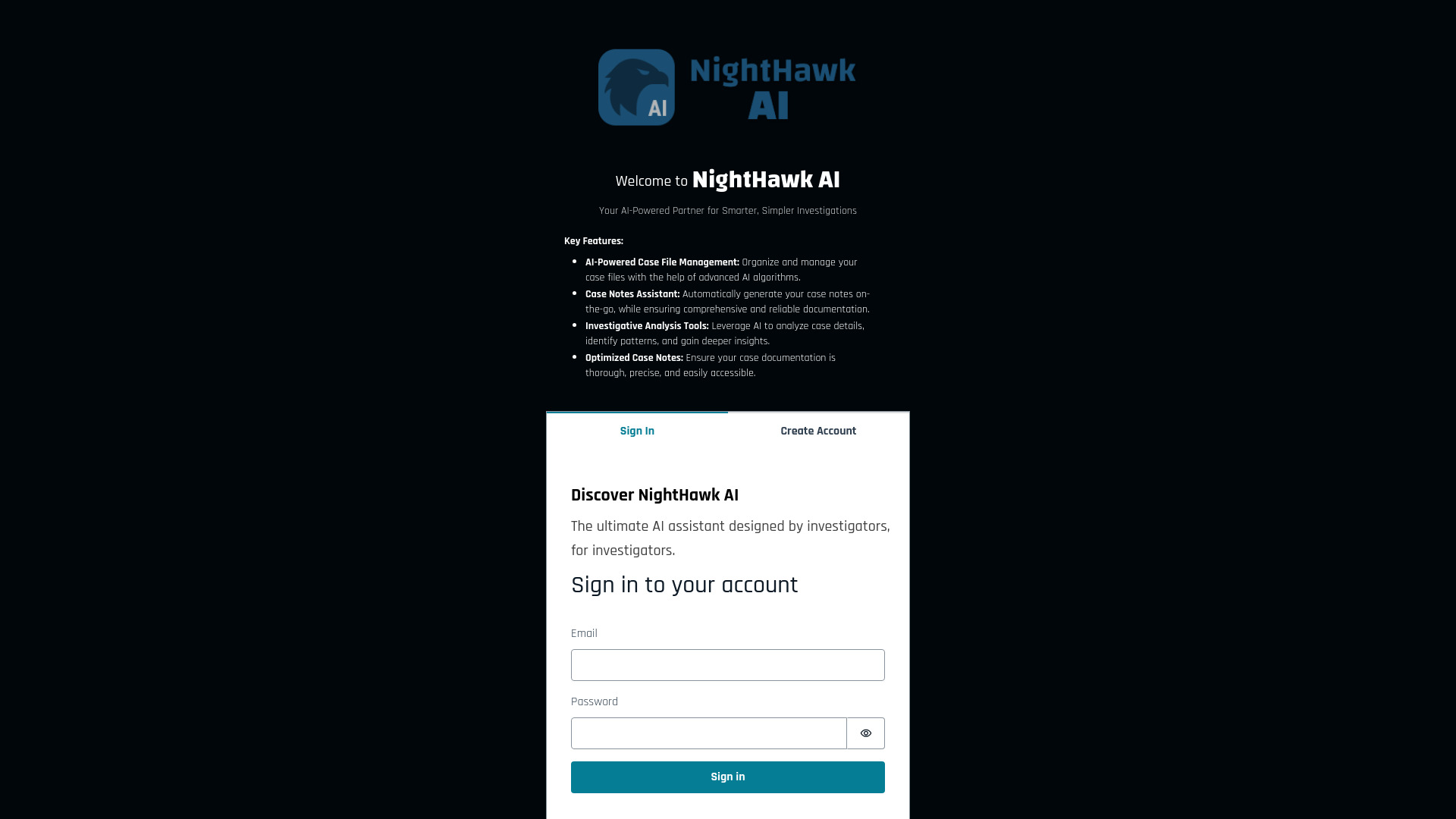 NightHawk - الذكاء الاصطناعي للمحققين الخاصين